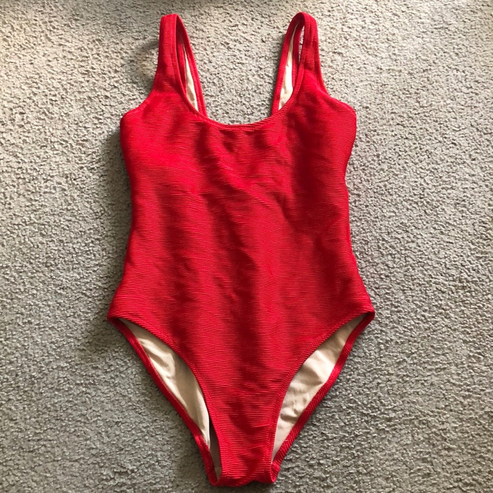 red one piece bathing suit